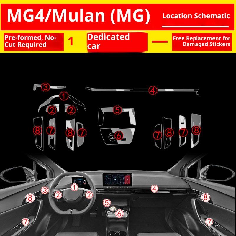 For MG Mulan MG4 EV Interior Protective d Film, Anti-Scratch Center Console Dashboard Sticker Kit, Car Accessories