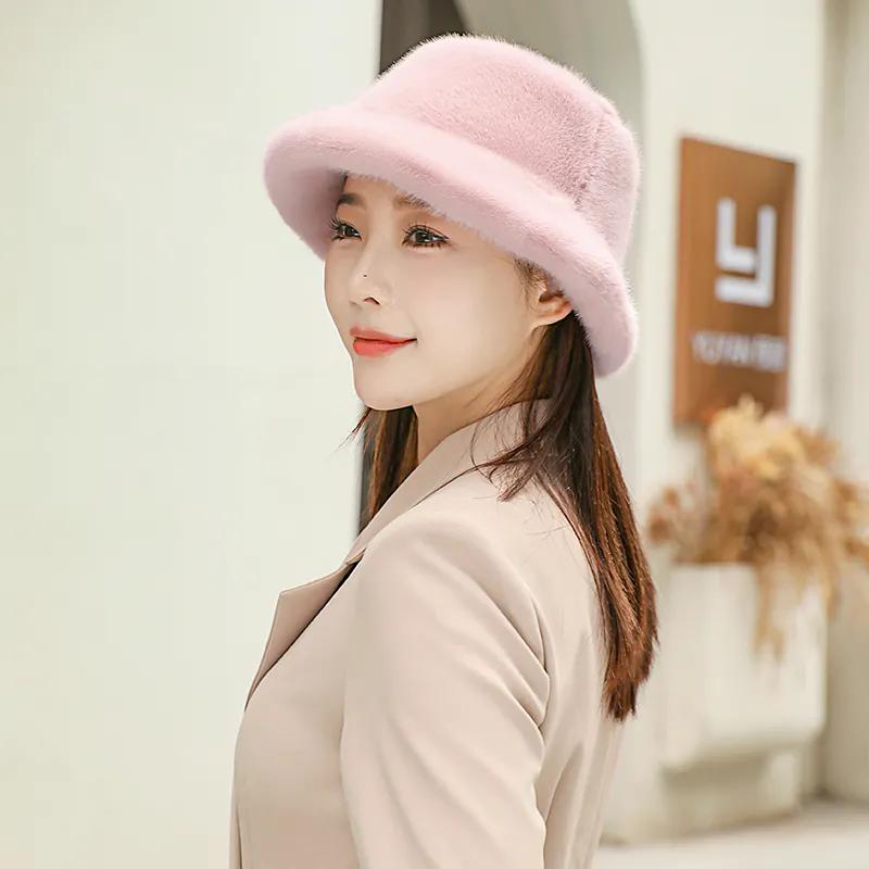 WTEMPO Women's Versatile Plush Retro Elegant Warm Thickened Hats Soft Solid Color Autumn Winter Casual Windproof Cold-proof Hats