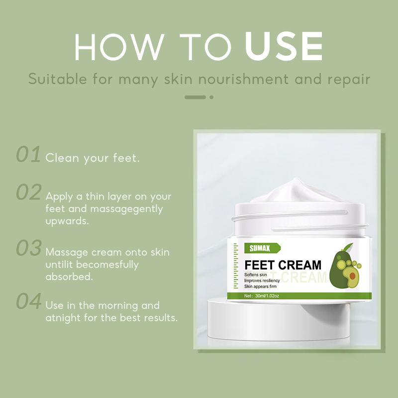 Avocado Foot Cream 30ml Mooth Delicate Radiant and Translucent Rapid Absorption of Skin Retinol Anti Aging Serum