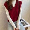 Women Sweater Vest Solid Vintage Casual Spring V-Neck Design Sleeveless Vest Elegant Waistcoats