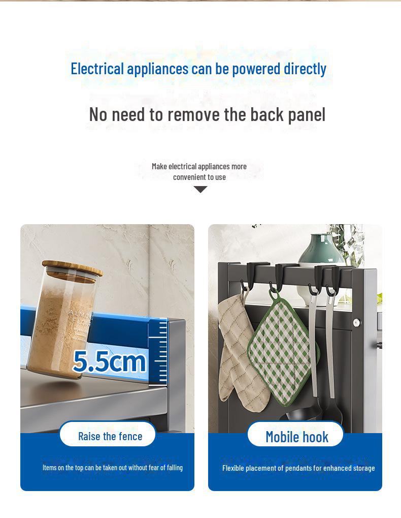 Kitchen Storage Cabinet with Microwave and Pot Rack