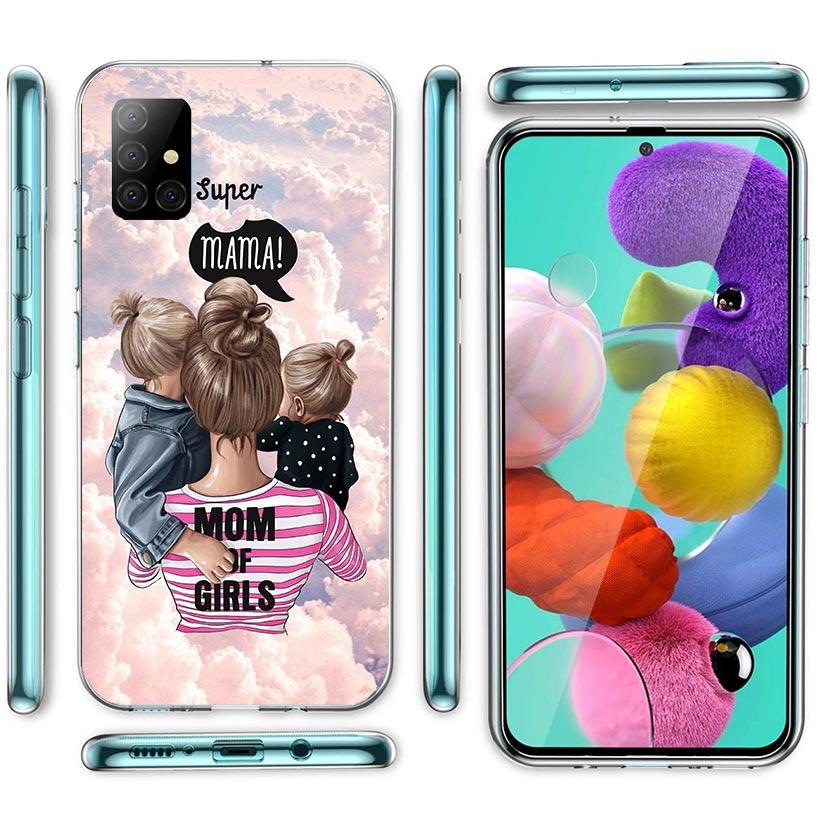 Girl Super Baby Mom Pink Phone Case For Samsung Galaxy A12 A52S A42 A32 A22 A51 A50 Note 20 Ultra 10 S10 Plus A71 A70 A31 A30 A1