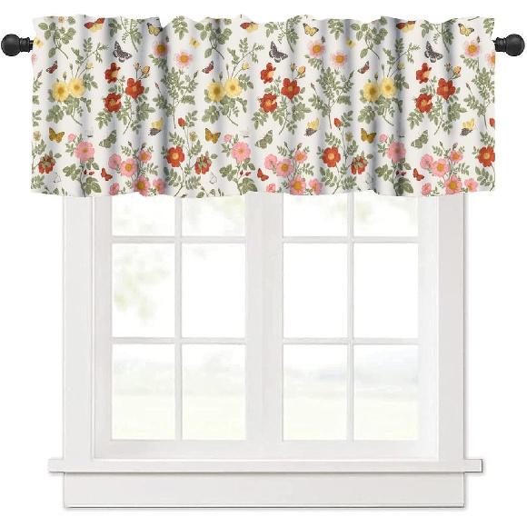 Rustic Cabin Kitchen Valances Curtain,Vintage Country Farmhouse Bear Moose Deer Rod Pocket Small Valance Treatments for Living Room Bedroom