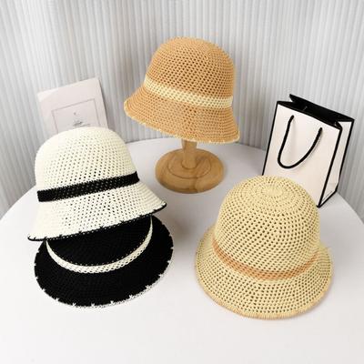 Women's Summer Cut-out Color Block Short-brim Fashion Basin Hat Travel Sunshade Hat