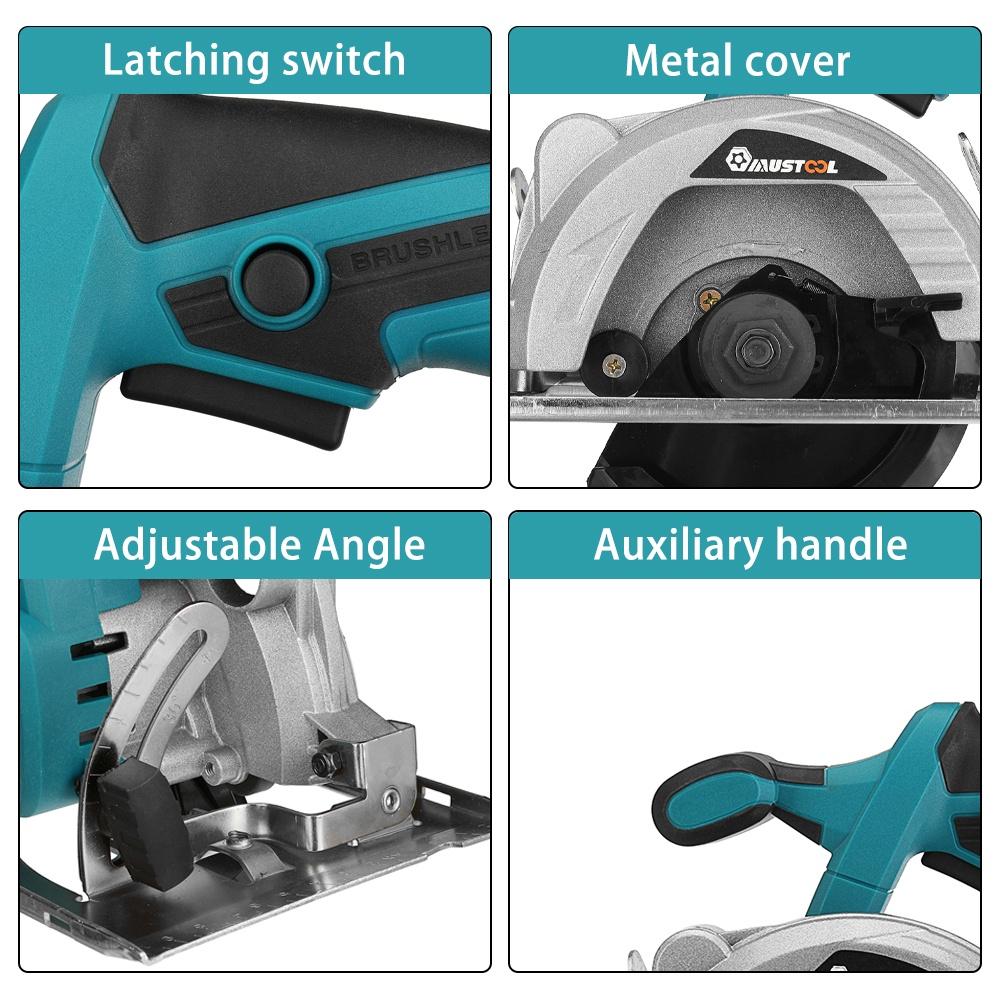 125mm 3Gear Brushless Electric Circular Saw 45 Wood Cutting Machine Adjustable Cordless Saw for 18V Battery