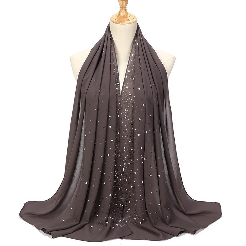 Imitation Pearls Rhinestones Scarves Shawls Women Long Scarf Neckerchief Tudung Bawal Veil Turban Bandana Muslim Hijab Headscarf