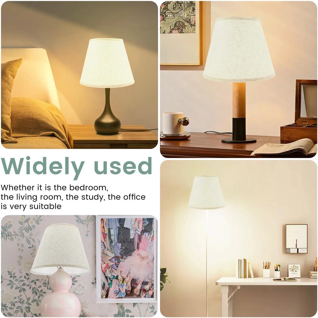 2Pcs Table Lamp Shade Linen Fabric Lampshade With Spider Fitter Detachable Barrel Shape Lamp Shade for Home Living Room Bedroom