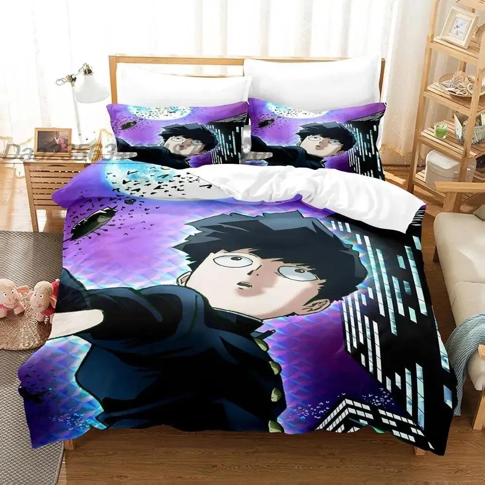 Mob Psycho 100 Bedding Set Single Twin Full Queen King Size Bed Set Aldult Boys Bedroom Duvetcover Sets 3D Anime Bed Sheet Set