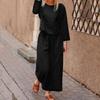 Spring Top Pants Suit Elegant Womens Top Pants Kit with Long Sleeves Round Neck T-shirt Elastic Waist Trousers Stylish for Fall