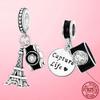 Travel Charms Copper Eiffel Tower Camera Dangle Charms Accessories Beads Bracelets Original Diy Jewelry Making