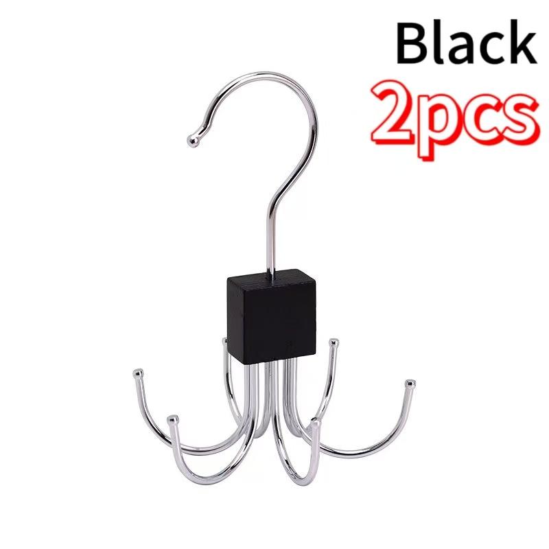 1/2/3pcs 360° Rotating Storage Hanger Hook Multi-Claw Bag Metal Belts Rack Multifunctional Hook Wooden Organizer For Bras Ties