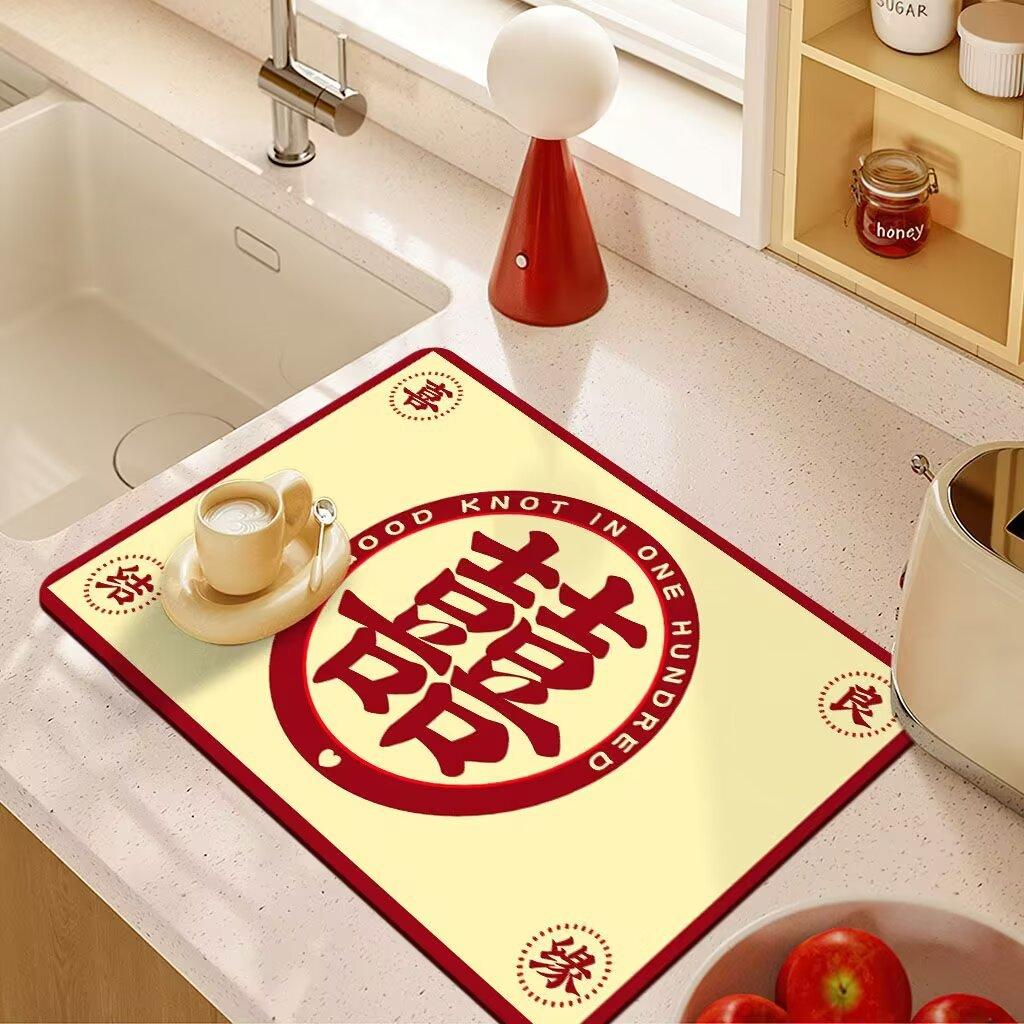 Kitchen Countertop Drain Mat High Appearance Level Absorbent Washing Dishes Dishes Dishes Chopsticks Sink Faucet Bar Table Mat