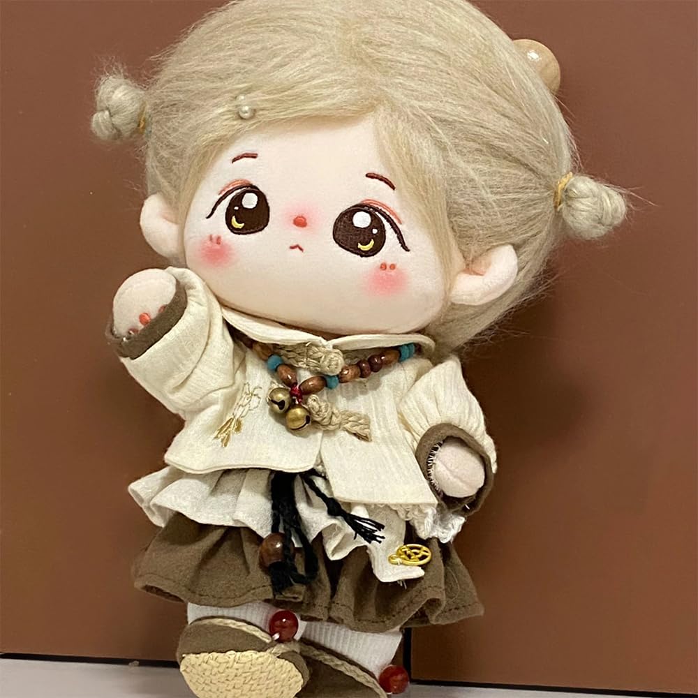 Niannyyhouse Traditional Hanfu 20cm Plush Doll with Clothes, Cotton Doll, Dress-Up Accessories (B)