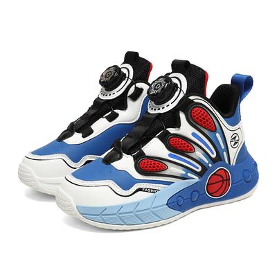 Herbst 2025 neue Kinder Sport Outdoor Spezial rutschfest und verschleißfest Lederoberfläche atmungsaktiv drehbare Schnalle High-Top Basketballschuhe
