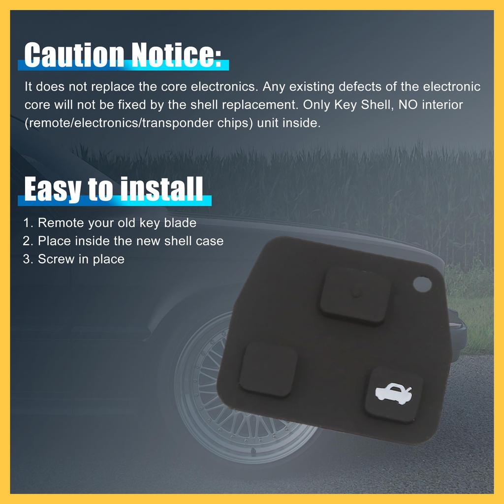 REPAIROCK Remote Key Button 3 Car Remote Key Rubber Compatible with Toyota Car Replacement Part Pad, Buttons, Pad, Avensis, Corolla, Lexus, Rav4,