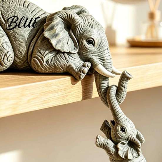 Decorative Statues for Table Edge Elephant Shelf Sitter Mother Hanging 2 Baby Elephants on The Creative Gift Family And Friends Edge Hand-Painted