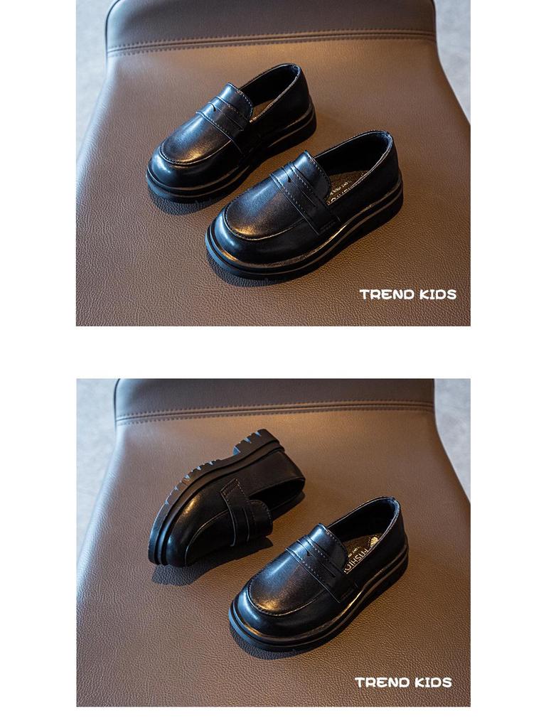 Children's Black Leather British-Style Retro Princess Shoes for Spring & Autumn 2025