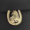 Western-Style Horseshoe Brooch Hollow-Out Horse Metal Pin Denim Backpack Embellishment Outdoor Casual Pins Accessory 1Pc