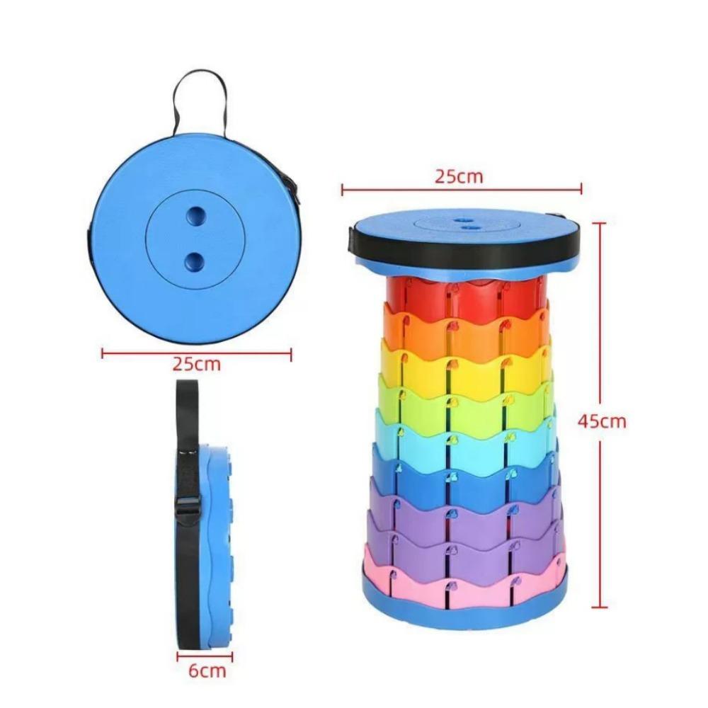 Outdoor Portable Rainbow Fold Expandable Lightweight Plastic Stool Travel Queue Camping Fish Home Saving Space Telescopic Stool