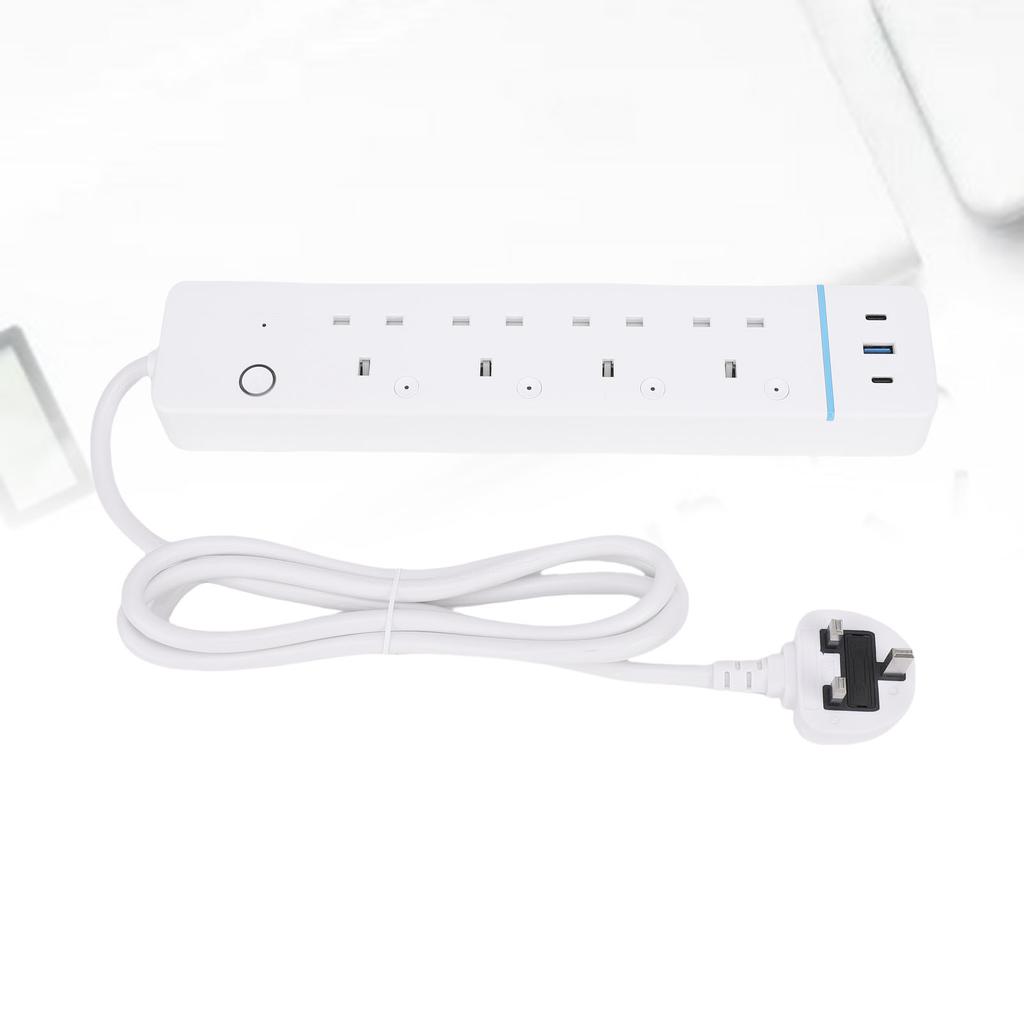 Smart strømskinne for APP WiFi Smartplugg Strømskinne med 4 individuelt kontrollerte uttak og 3 USB-porter for hjemmet