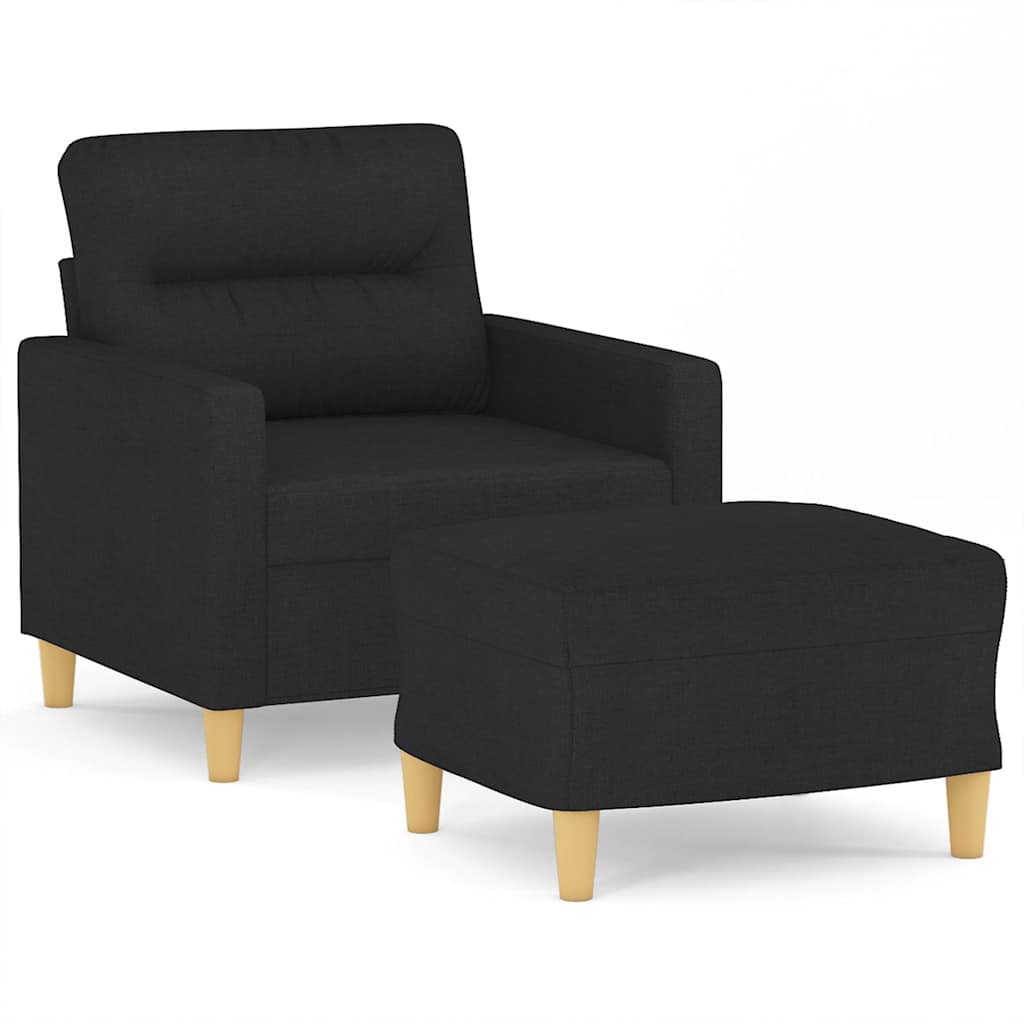 Vidaxl Fotel Z Podnóżkiem, Czarny, 60 Cm, Obity Tkaniną