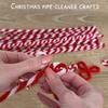 100 Pcs Christmas Pipe Cleaners 50 Red White Striped And 50 Red Thick Fluffy Chenille Stems for DIY Arts Crafts Christmas Decoration