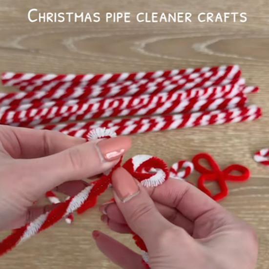 100 Pcs Christmas Pipe Cleaners 50 Red White Striped And 50 Red Thick Fluffy Chenille Stems for DIY Arts Crafts Christmas Decoration