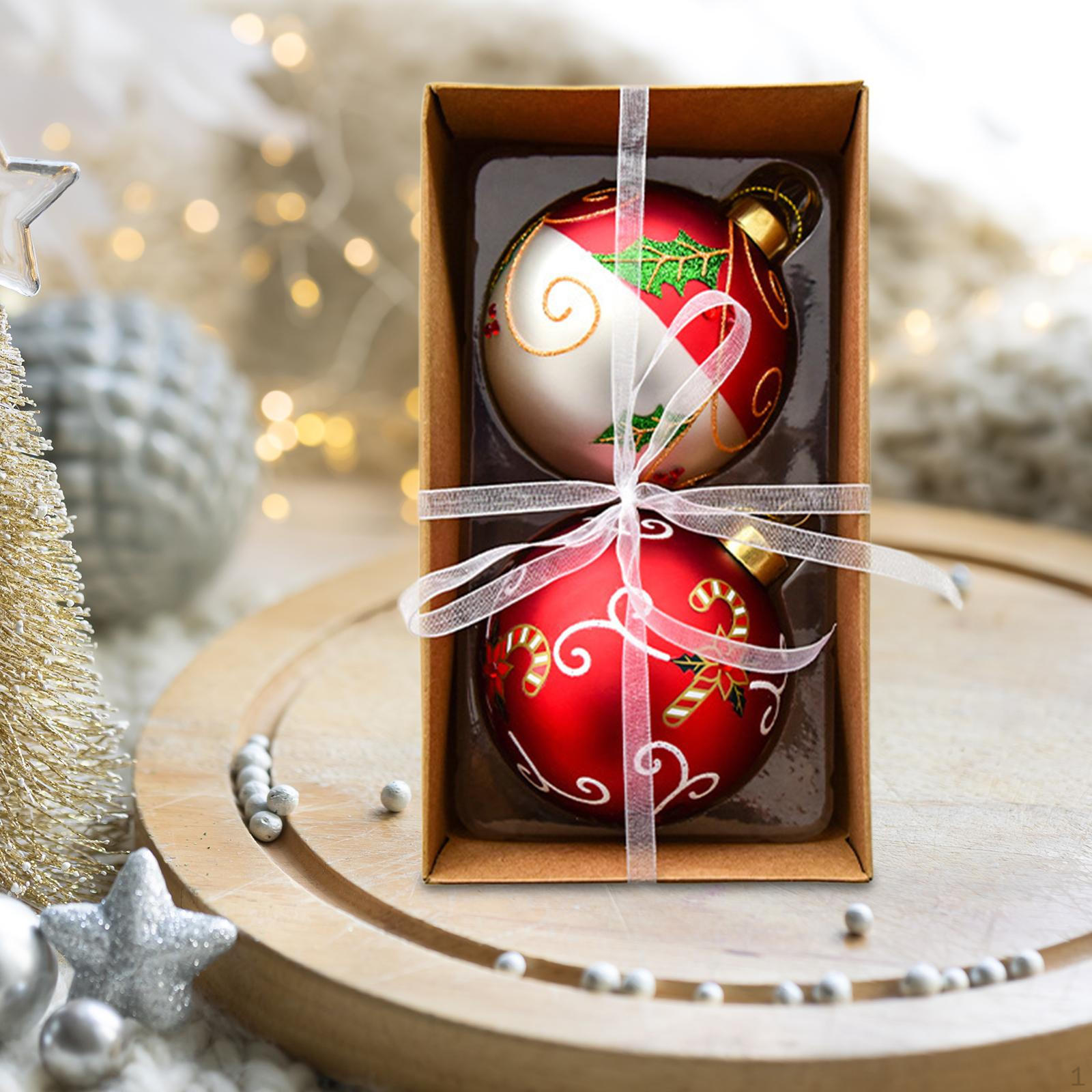 

2 шт. Рождественские шары Ёлочные украшения Рождественские украшения Легкие Сделай сам с отверстием для подвешивания Дерево Style D