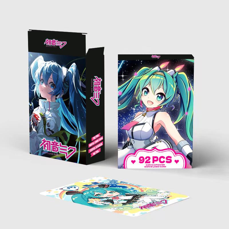 92 Peças/Conjunto Anime Hatsune Miku Cartão Lomo Kawaii Pocard Impressão HD Desenho Animado Jogo de Cartas Po Coleção Fãs Brinquedo Presente de Aniversário para Crianças