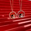 Year of The Ox Necklace for Women, Fashionable and Cute. Bull Red Agate Round Brand Collarbone Chain