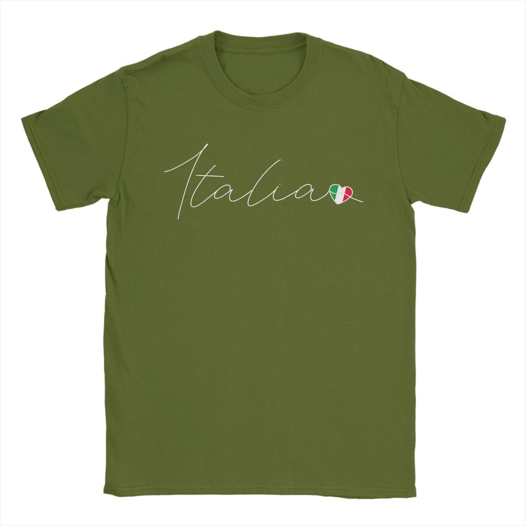 Italia Simple Love Italian Flag Heart on Italy T Shirts for Unisex  100 Cotton TShirts O Neck  Tee Shirt Short Sleeve Clothing