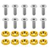 Motoforti Universal Car Modify M6 Gasket Bolt License Plate Frame Screw M6x1.0 Aluminum Fit Aluminum Alloy Gold Tone 1 Set