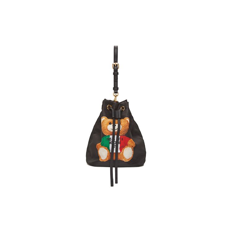 Moschino Teddy Bear Print Pu Bucket Bag Women Bags Black A8445-8213-1555