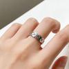 Cai Yi S925 Sterling Silver Rhombus Pattern Adjustable Ring - Simple & Versatile Design for Index Finger.