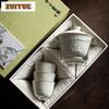 Boutique Handmade Relief Cover Bowl Set Household Three Friends of Winter Tea Set Aesthetic Tea Ceremony Set Cafes Collection