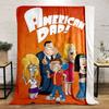 Cartoon Characters Posing Under White Bold "American Dad!" Text On Orange. for All Seasons Blanket Lunch Break Throw Gift
