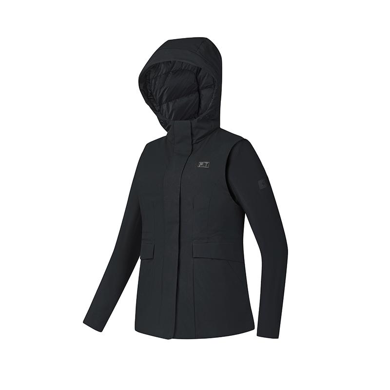 FILA Warm Casual Hooded Two-Piece Down Jacket Women Outerwear Deep-Black A11W445919FBK