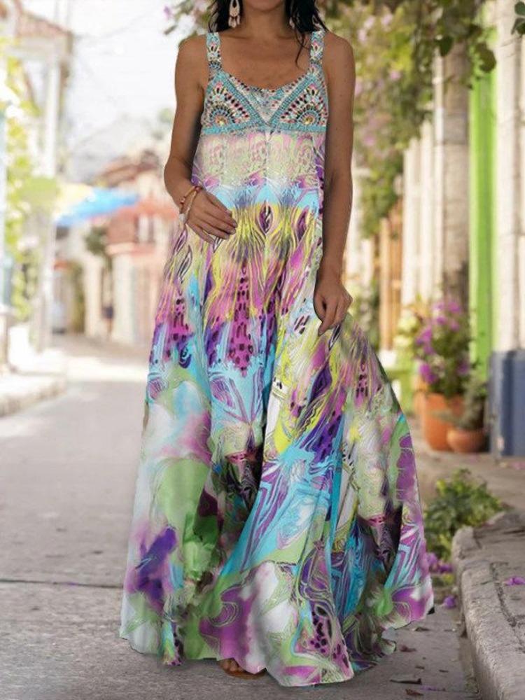 2025 Bohemian Off Shoulder Strapless 3D Tie Dye Dress