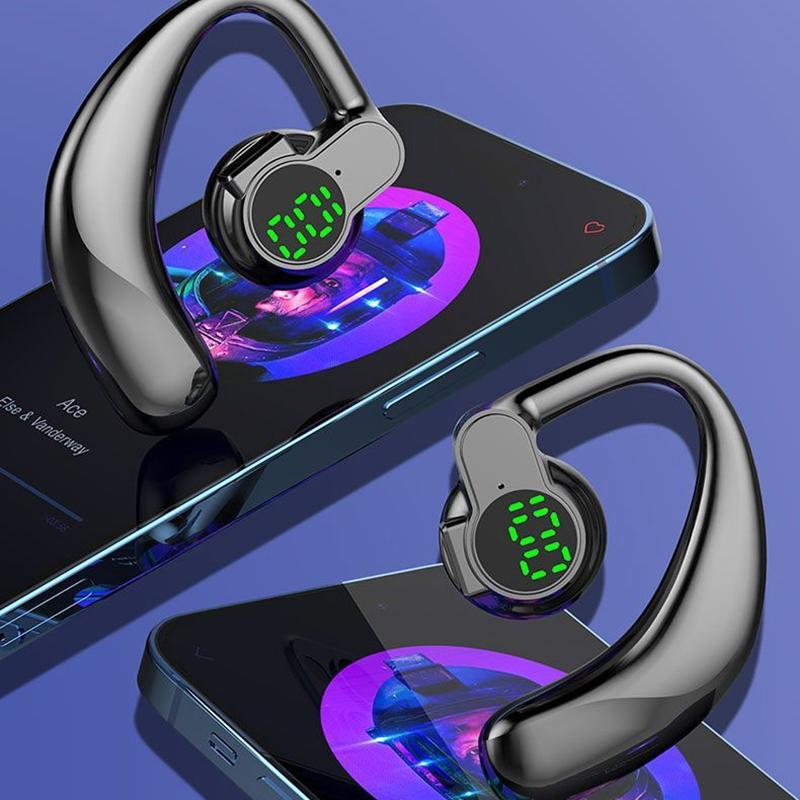 Wireless Bluetooth Headset, Long Battery Life Hanging Ears, Start Noise Reduction Digital Display Sports Sleep Music Earrings
