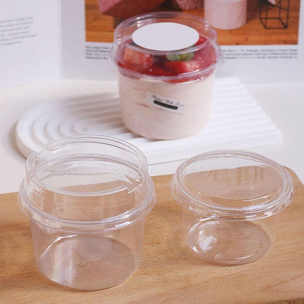 50Pcs Clear Plastic Disposable Salad Cups 150/250ml Disposable Packaging Box Disposable Tableware