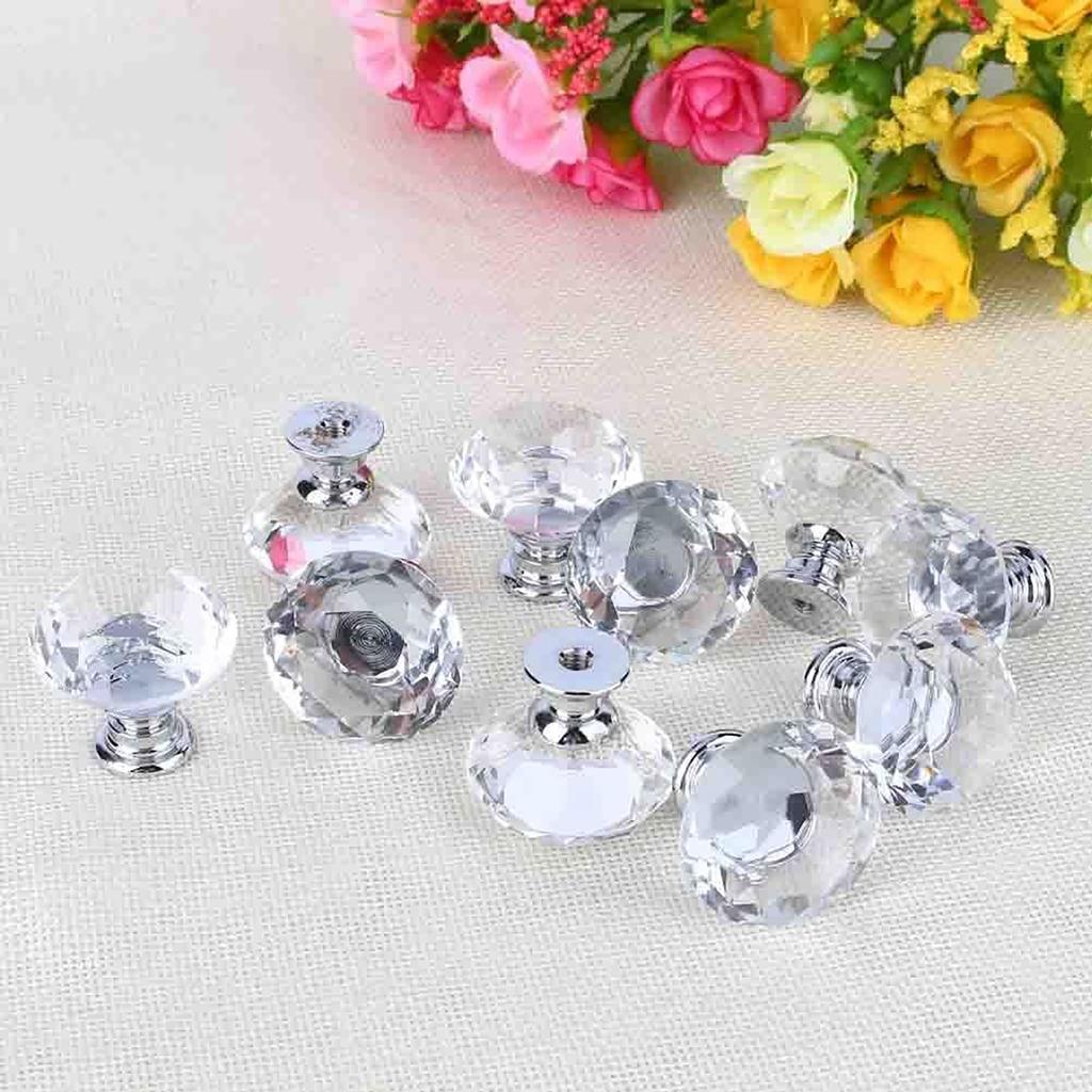 20X 30MM Crystal Cabinet Cupboard Closet Drawer Door Pulls Knobs Handle UZ