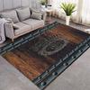 Jack Daniels Whiskey Rug Dark Wood Rivet Frame Logo Print Area Rug Floor Mat