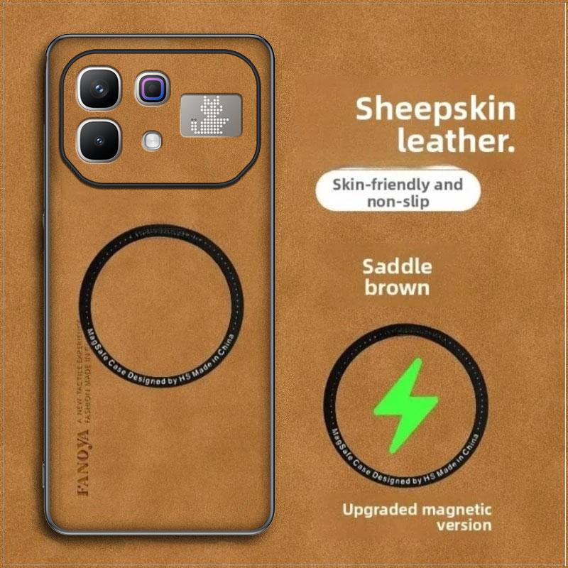 Cover For Infinix Note 60 Pro Sheepskin Leather Back Case For Infinix Note 60 60Pro Magnetic Wireless Charging Shockproof Shell
