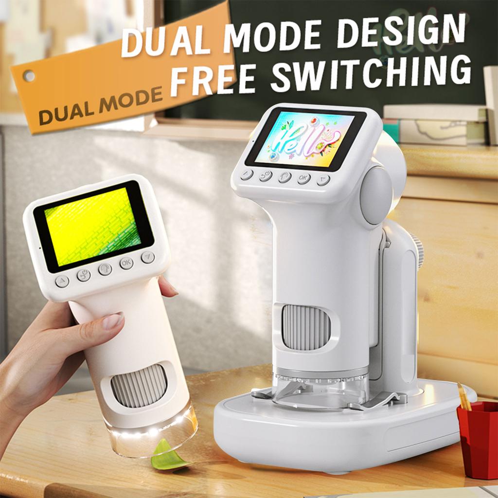 Kids Digital Microscope 100 1600X with 2.0 HD Color Screen 3 Adjustable Lights 32GB SD Card Portable Microscope for