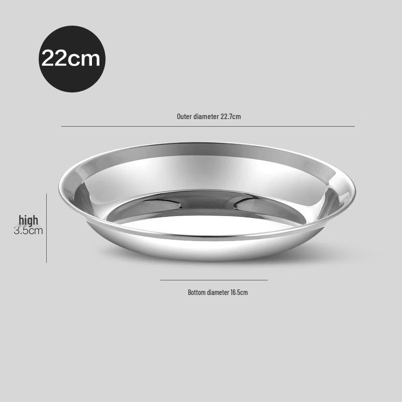 ZISIZ 304 Stainless Steel 22cm Deep Dinner Plate (Set of 2)