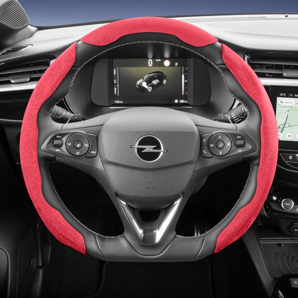 Suitable for Opel Sports Suede Steering Wheel Cover, Split Snap-On Anti-Slip Style, for Models Such As Corsa, Mokka, Astra, Grandland, Combo, Zafira, 