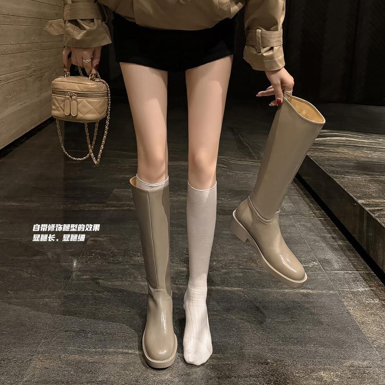 Personalized British Style Boots Women's Thin Knight Boots Round Head Thick Heel Versatile High Boots Autumn and Winter Boots