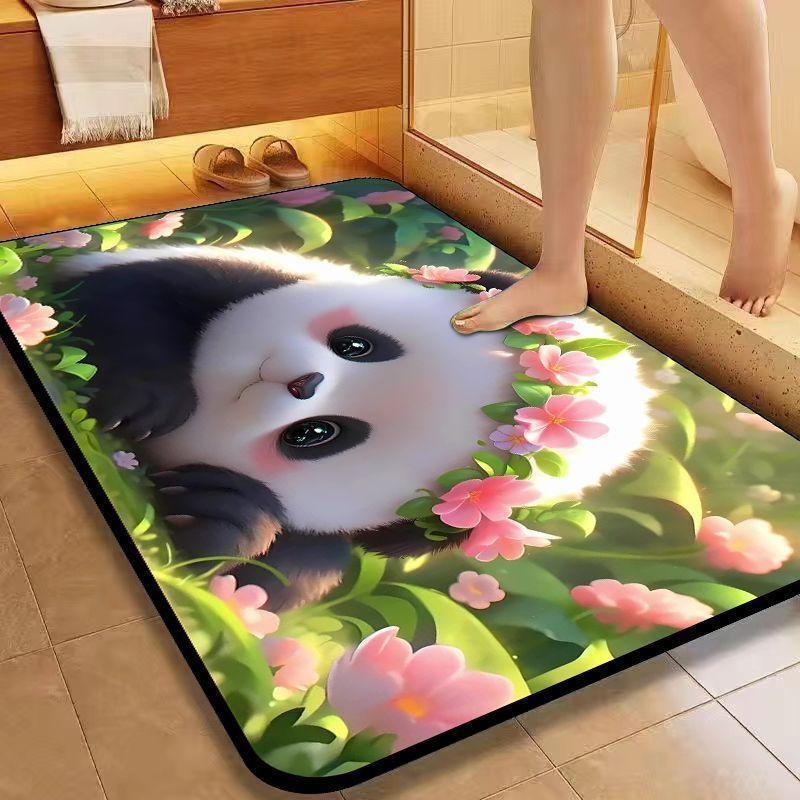 Diatom Mud Suction Mat Cartoon Cute Puppy Bathroom Floor Mat Toilet Toilet Door Non-slip Door Mat Quick Drying Mat