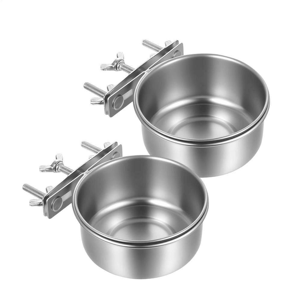 

Bird Water Feeder 2-Piece Stainless Steel Pet Bowl Bird Feeding Watering Supplies for Cage Parrots Cockatiels Conure Pigeon
