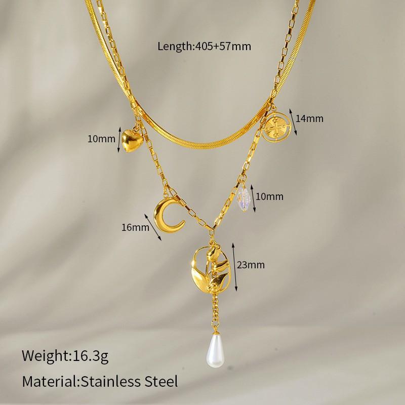 Three Layer Pearl Starfish Pendant Necklace Vintage Shell Spiral Necklace Women Jewelry